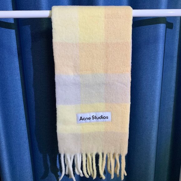 Acne Studios Yellow Check Scarf - Picture 1 of 5